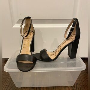 Sam Edelman “Yaro” Black Leather Block Heel Sandal with Ankle Strap (Size 8M)